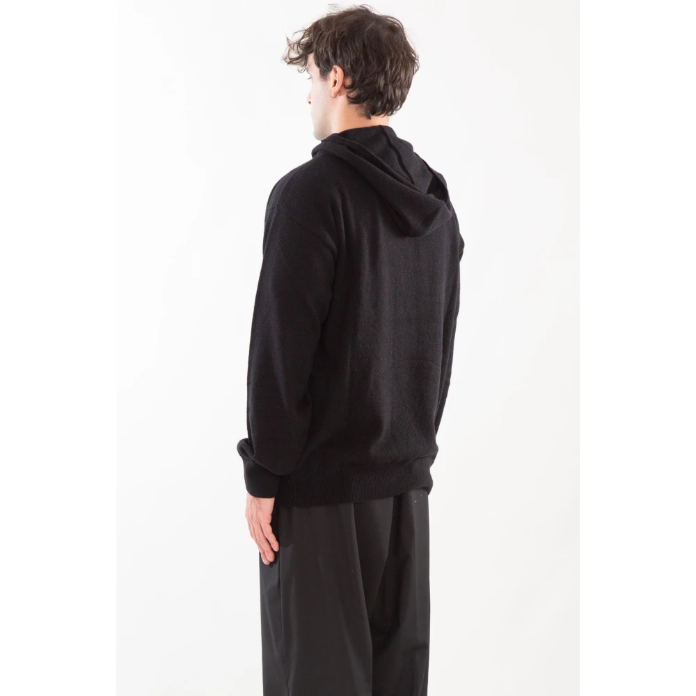 Seven Gauge Capuchon Cashmere Sweater Black Heren