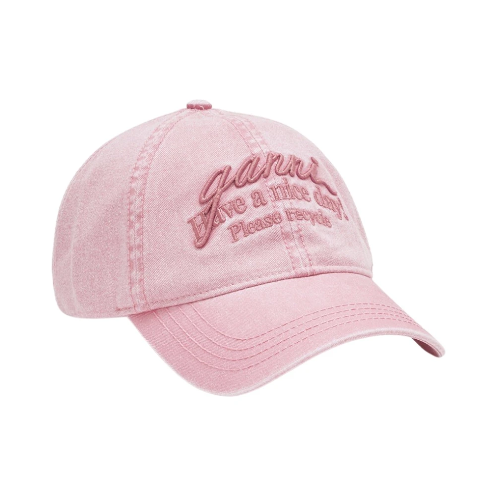 Ganni Pink Washed Cotton Cap - Female - Hats & Caps - One Size - Accessories