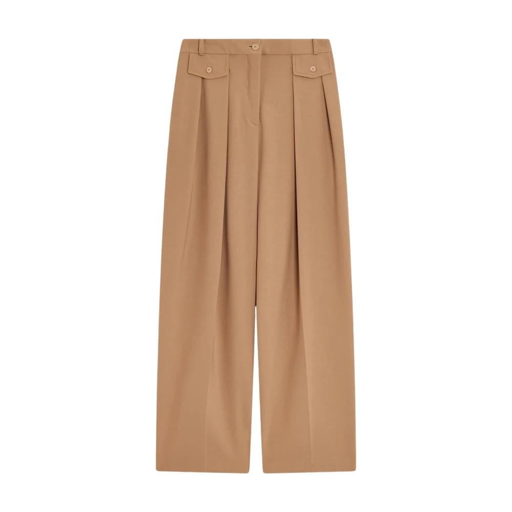 Semicouture Wijde wollen broek Brown Dames