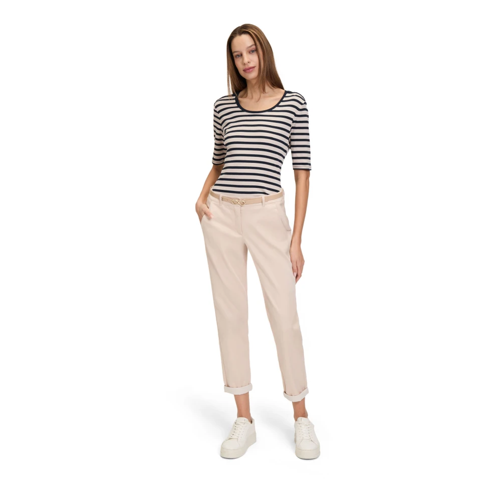 Betty Barclay Gestreept Geribbeld Basis T-shirt Beige Dames