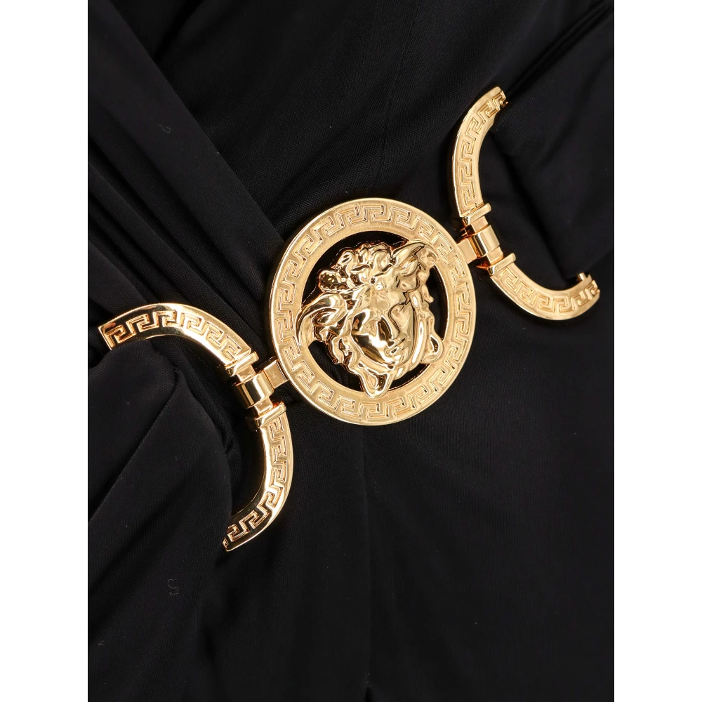 Versace Zwarte V-hals jurk gemaakt in Italië Black Dames