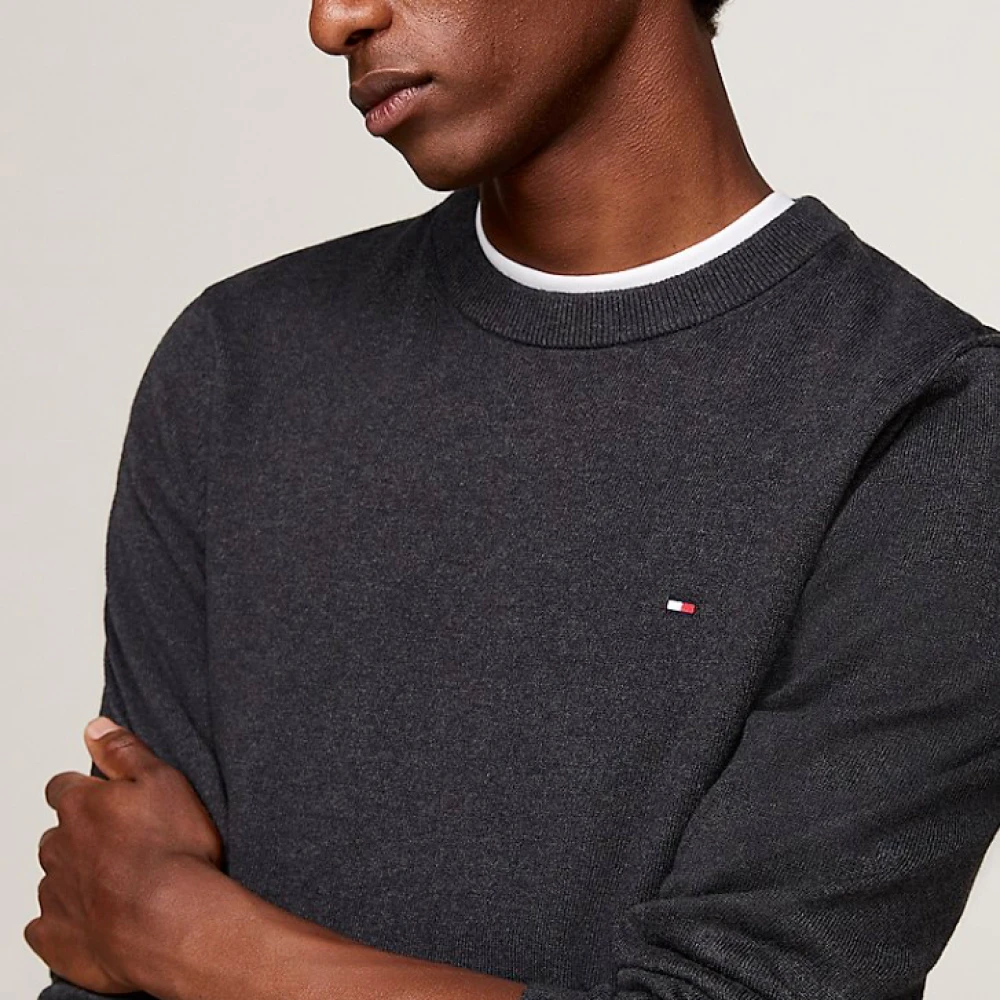 Tommy Hilfiger Grijze Gebreide Trui Regular Fit Gray Heren