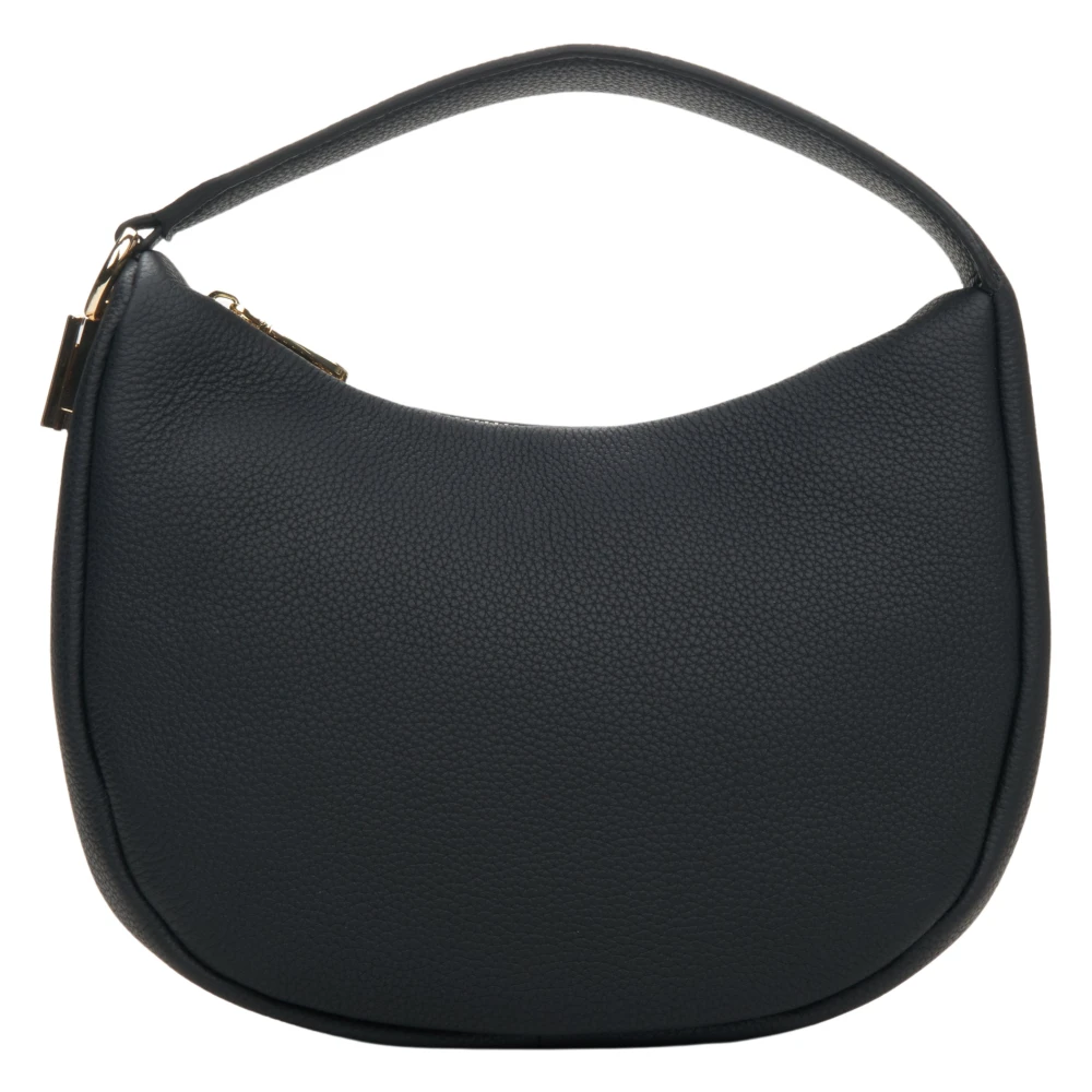 Estro Zwarte Halvemaanvormige Handtas gemaakt van Echt Leer Er00114352 Black Dames