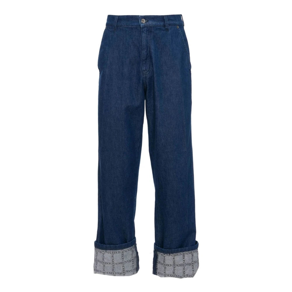 JW Anderson Blauwe Grid Denim Jeans Blue Heren