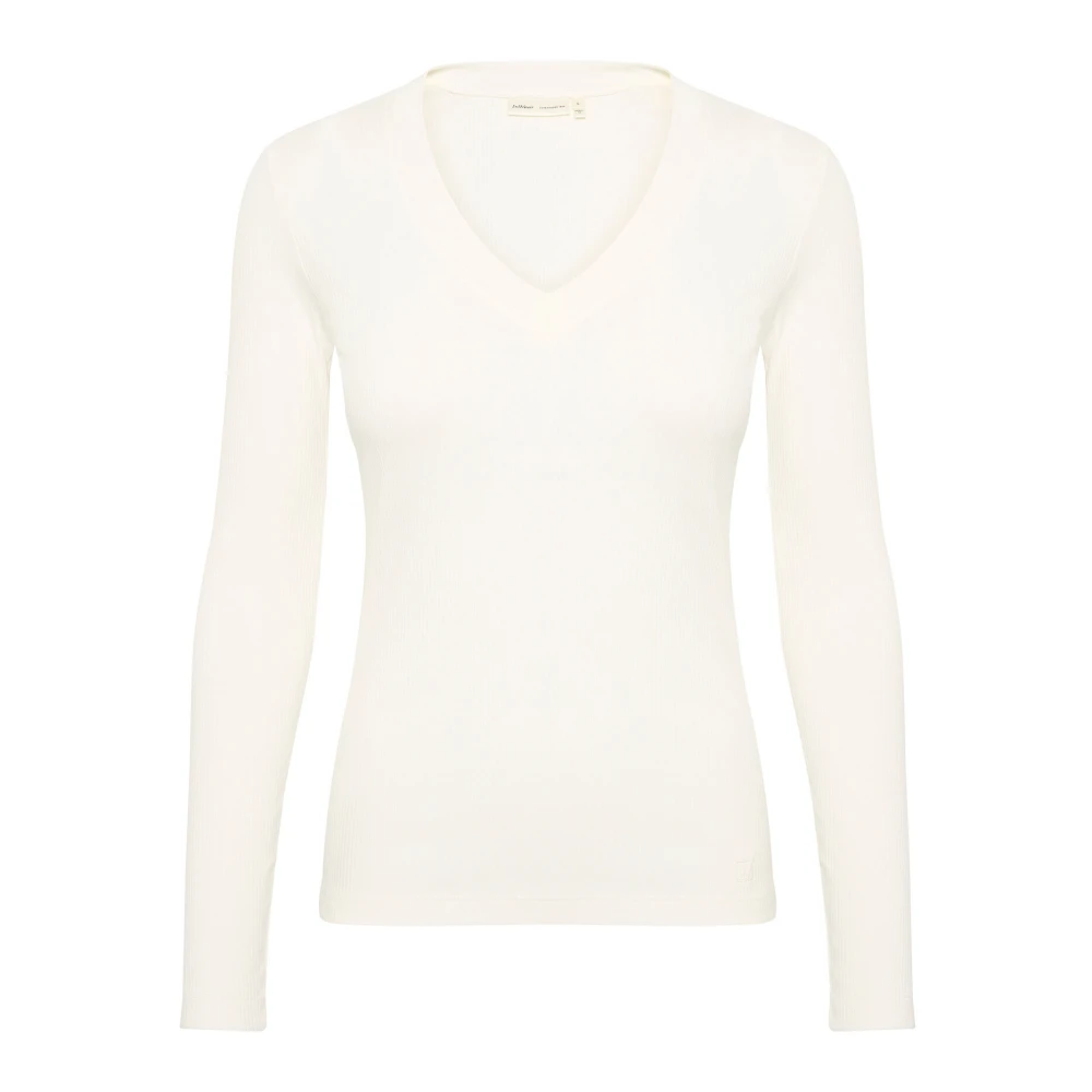 V-hals Langermet Topp Whisper White