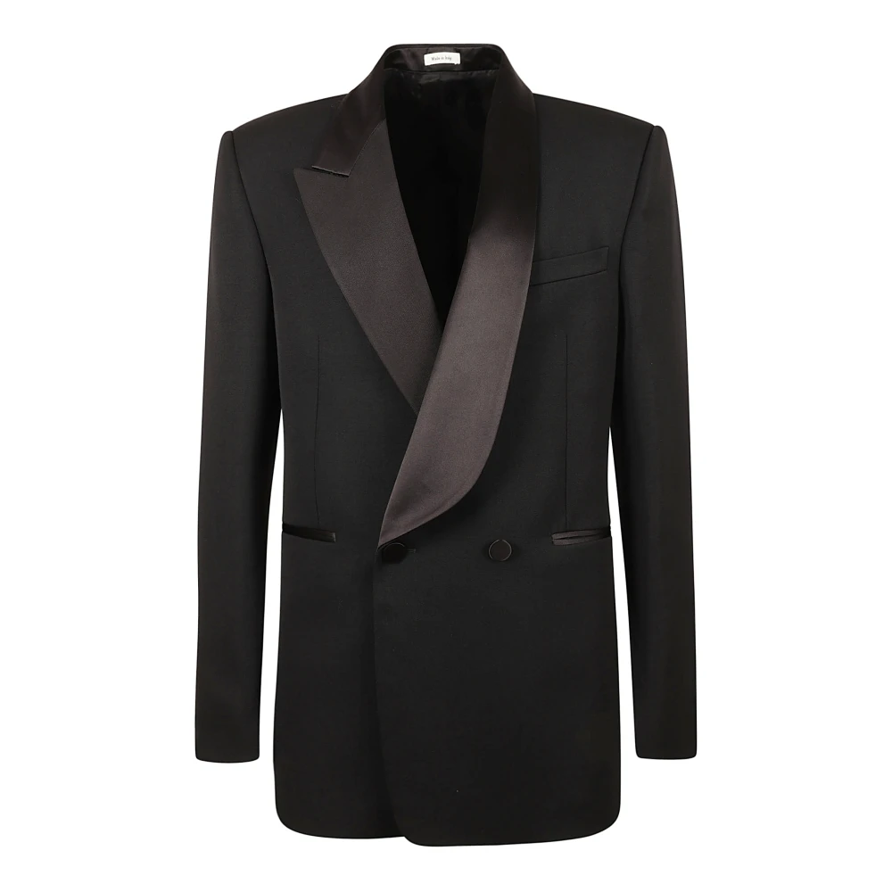 Alexander mcqueen Zwarte Half Shawl Kraag Jas Black Heren
