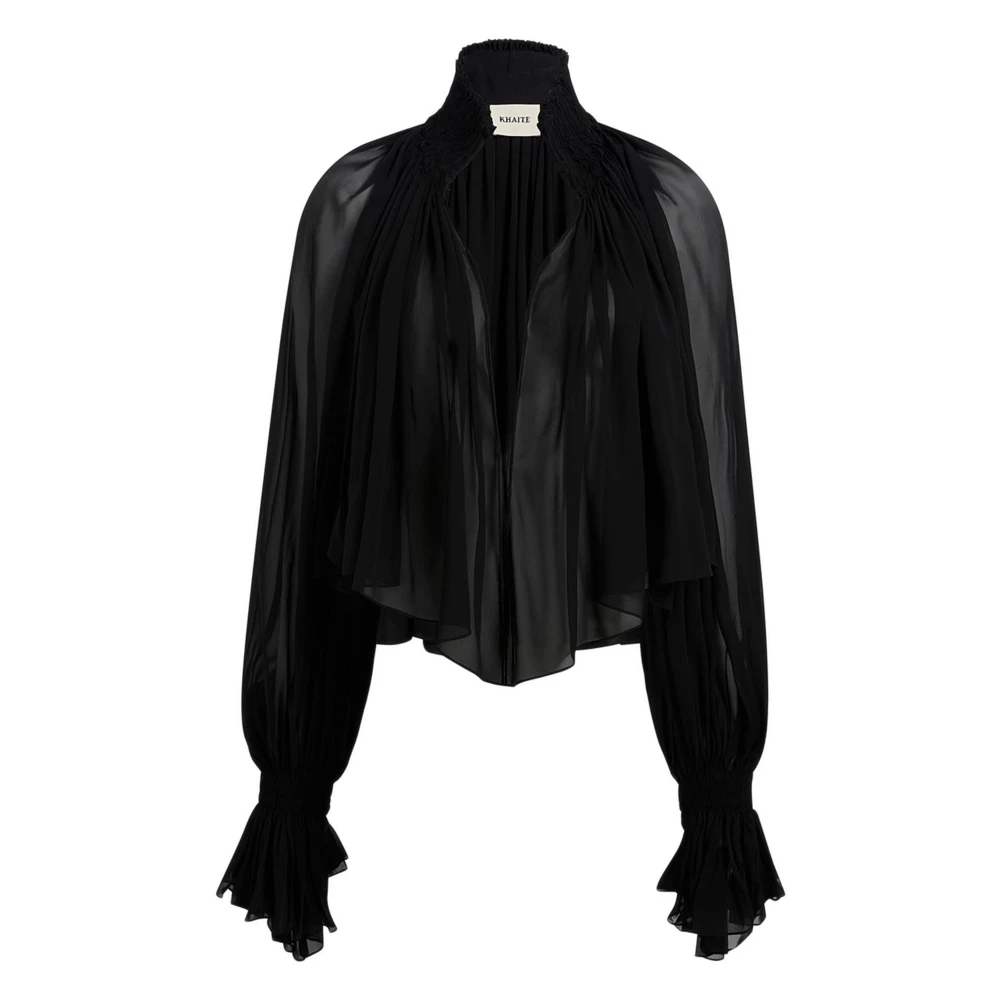 Khaite Women's Black Durer Ruffled High-Neck Top