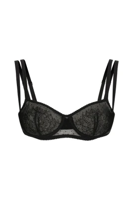 Svart Point d'Esprit Underwire-Bh