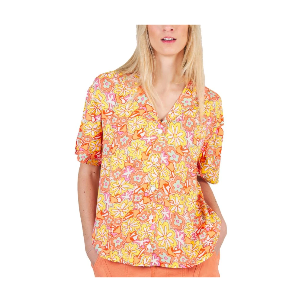 Vans Bloemen korte mouw geweven overhemd Orange Dames