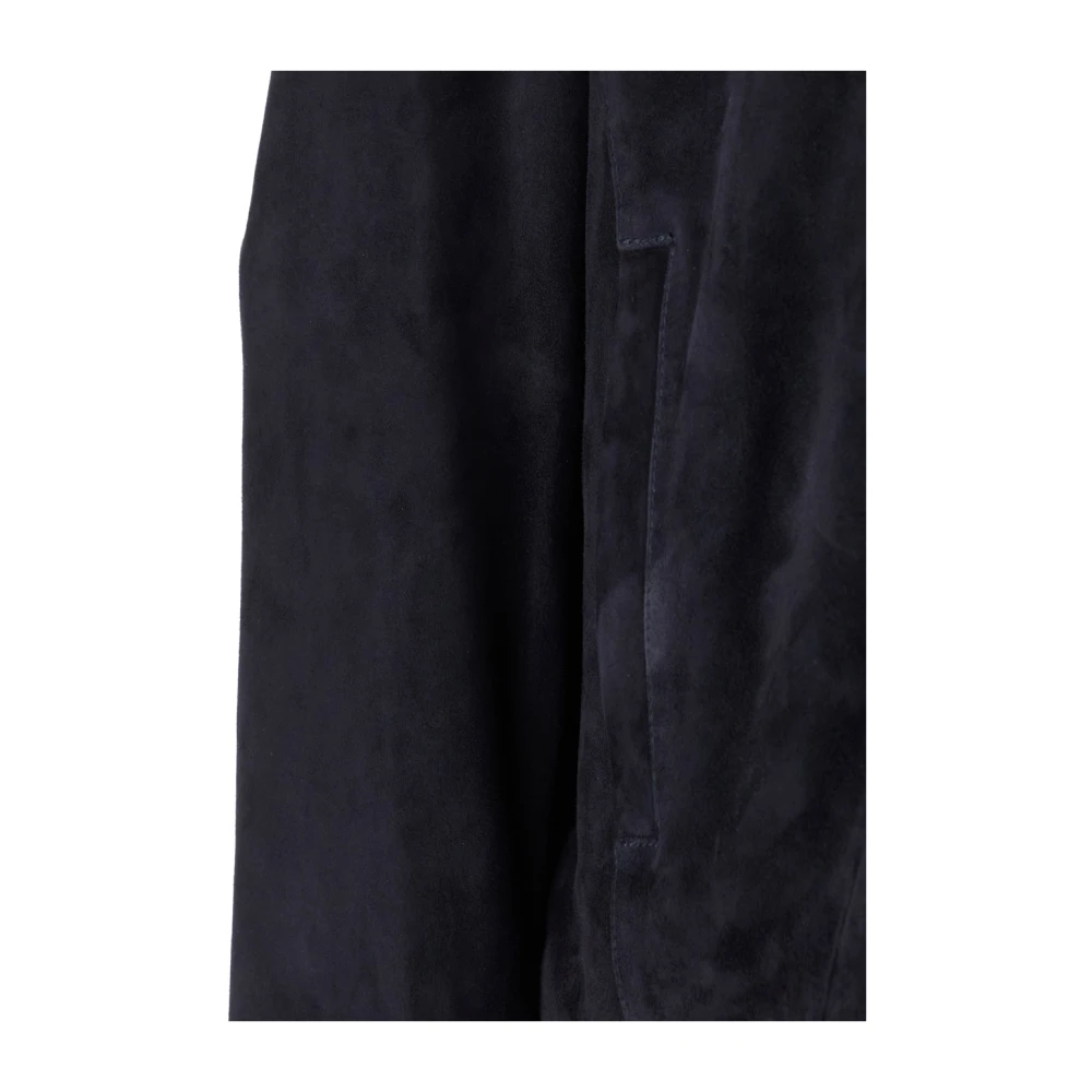 Arma Blauwe Suède Jas met Klassieke Kraag Blue Heren