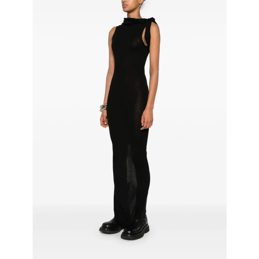 Rick Owens Zwarte Mouwloze Jurk met Cowl-Hals Black Dames