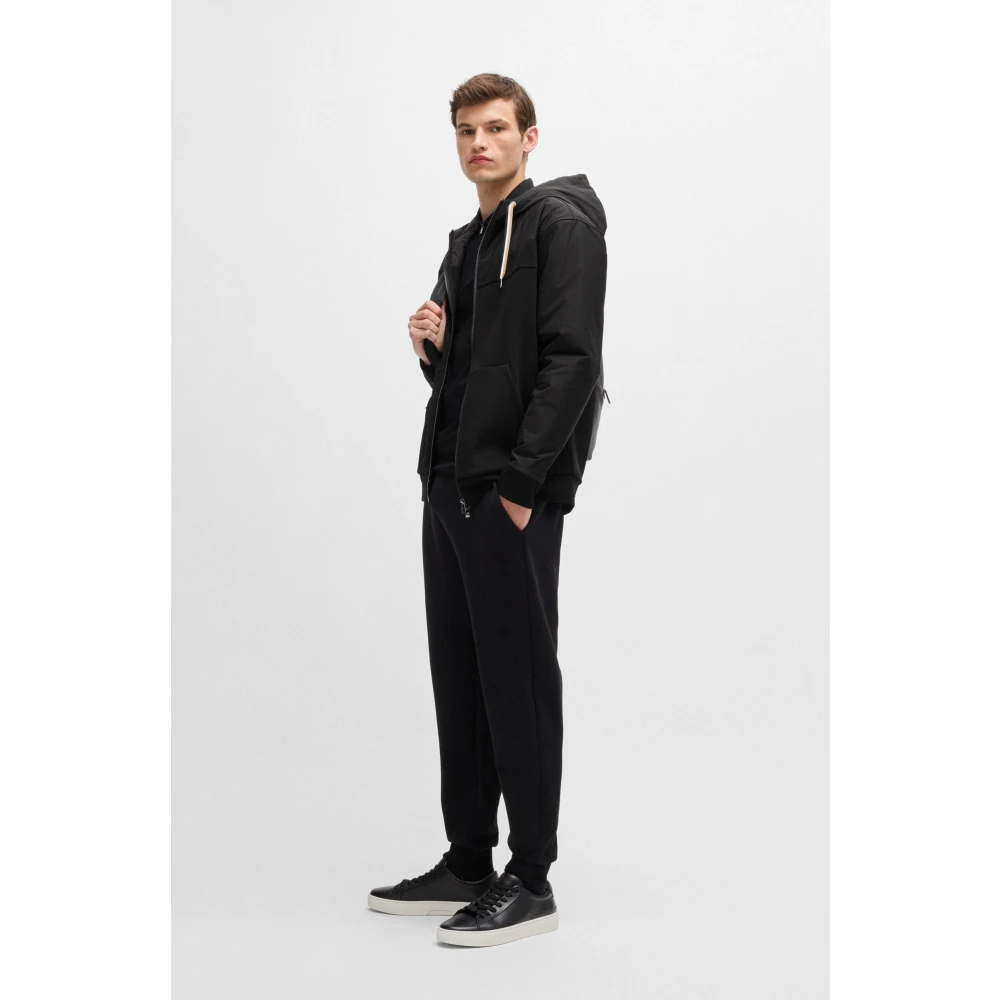 Hugo Boss Zwarte Oversized Hoodie met Dubbele Rits Black Heren