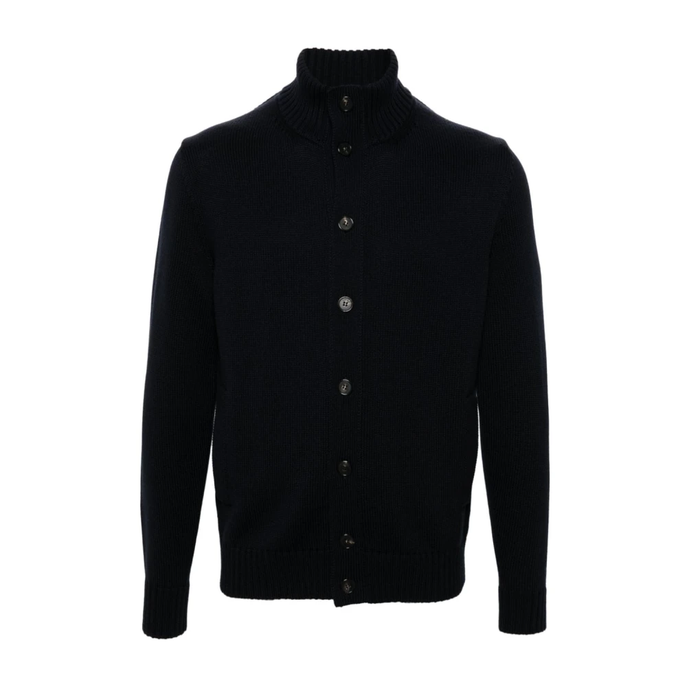 Zanone Navy Blauw Wol Gebreide Trui Black Heren