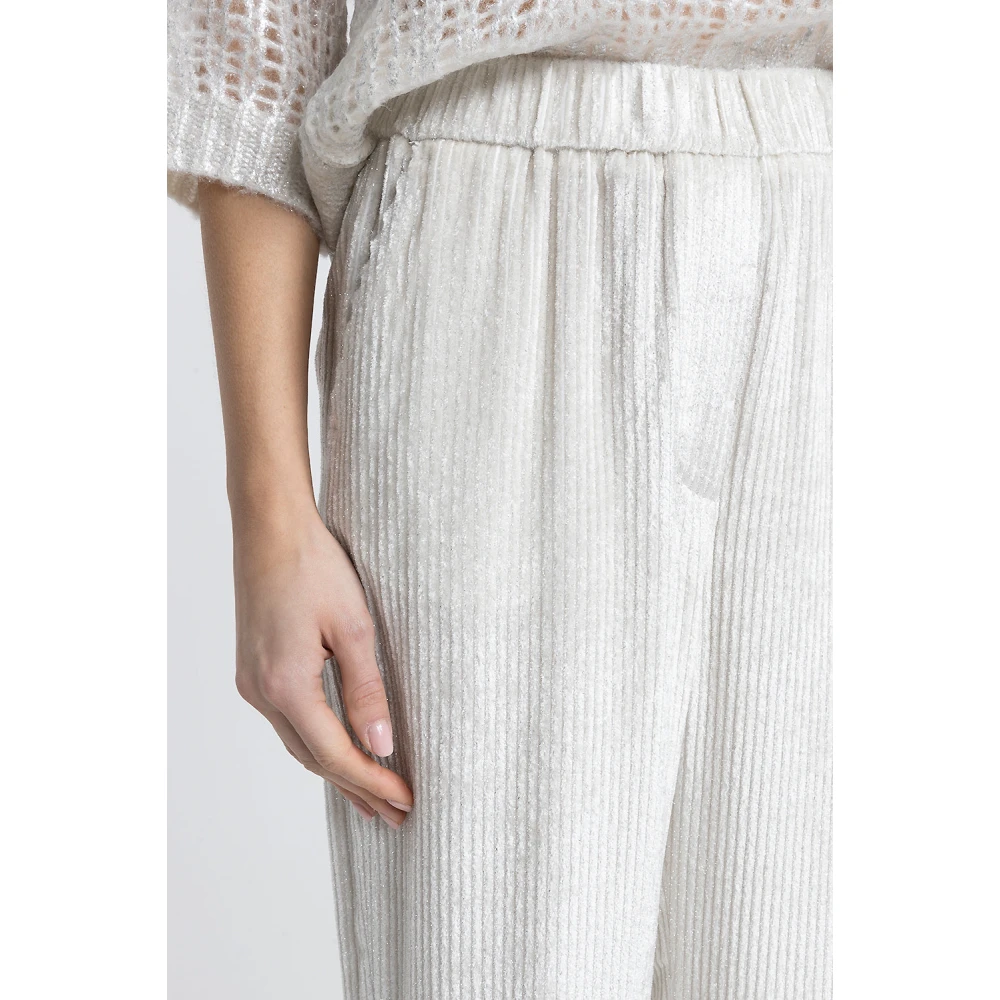 PESERICO Corduroy cropped broek White Dames