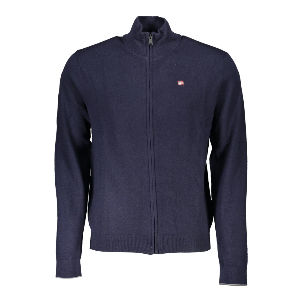 Napapijri Men's Blue Cardigans, L, Long Sleeve Cardigan With Logo
