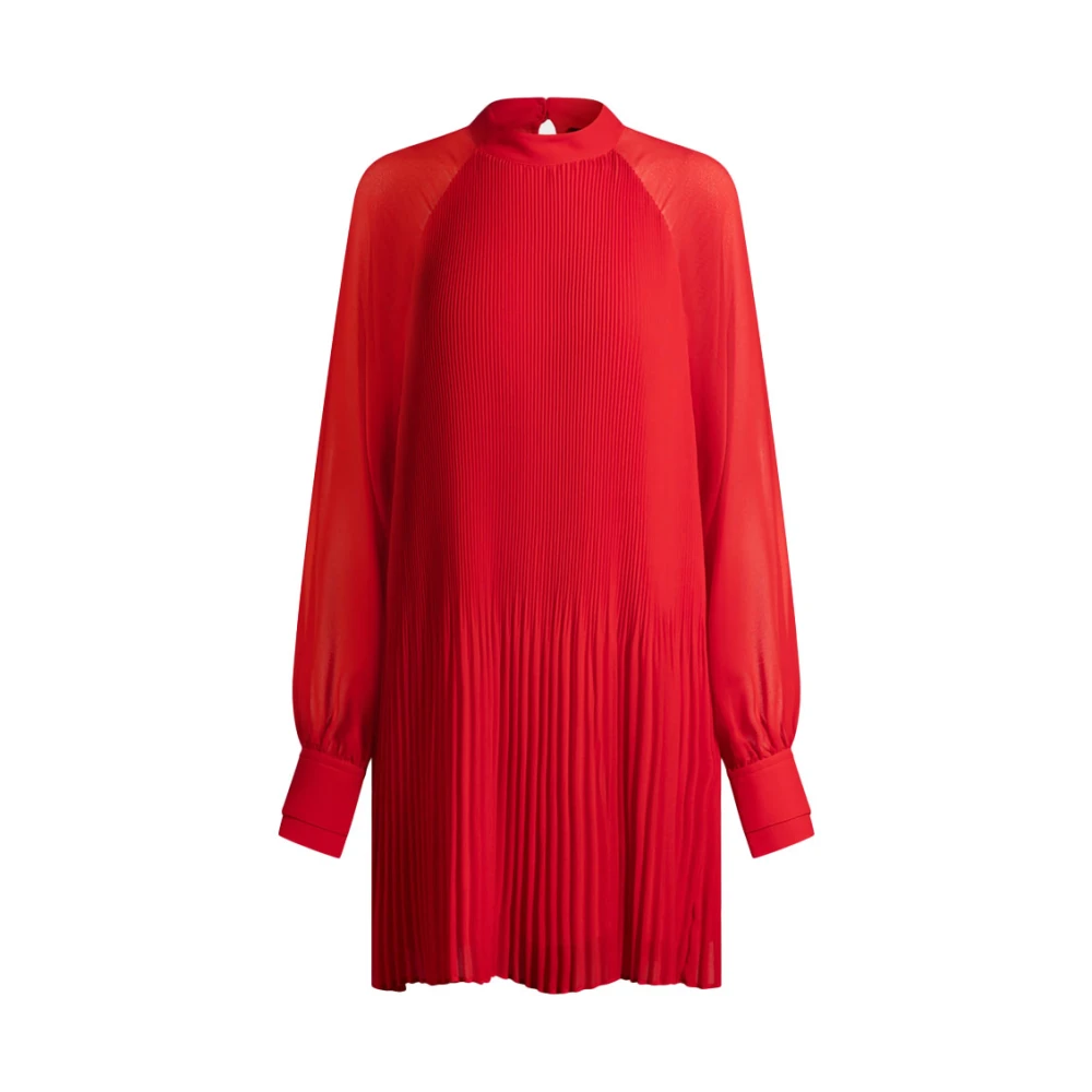 Hugo Boss Geplooide Jurk met Doorschijnende Mouwen Red Dames