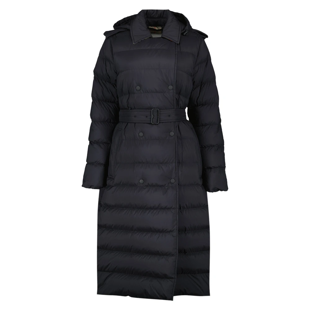 Burberry Women's Black Parkas, Xl, Long Nylon Puffer Jacket