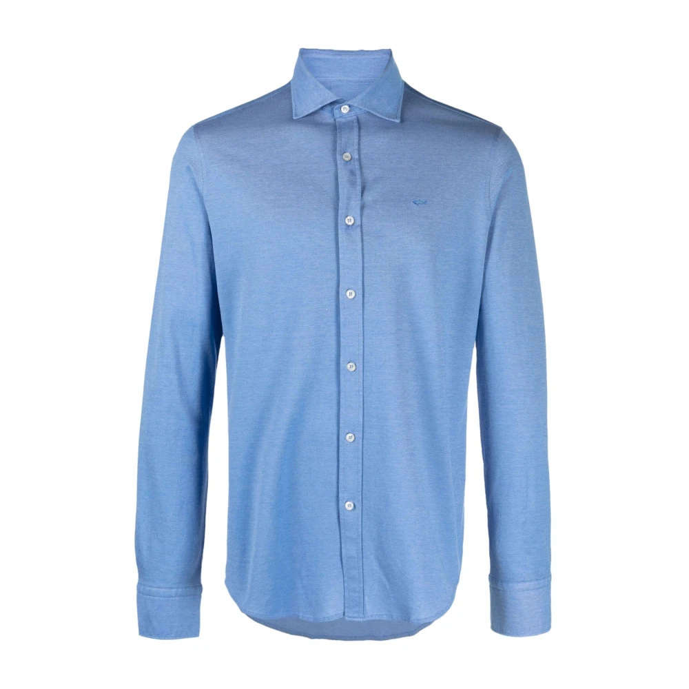 PAUL & SHARK Katoenen shirt met toon-op-toon logo Blue Heren