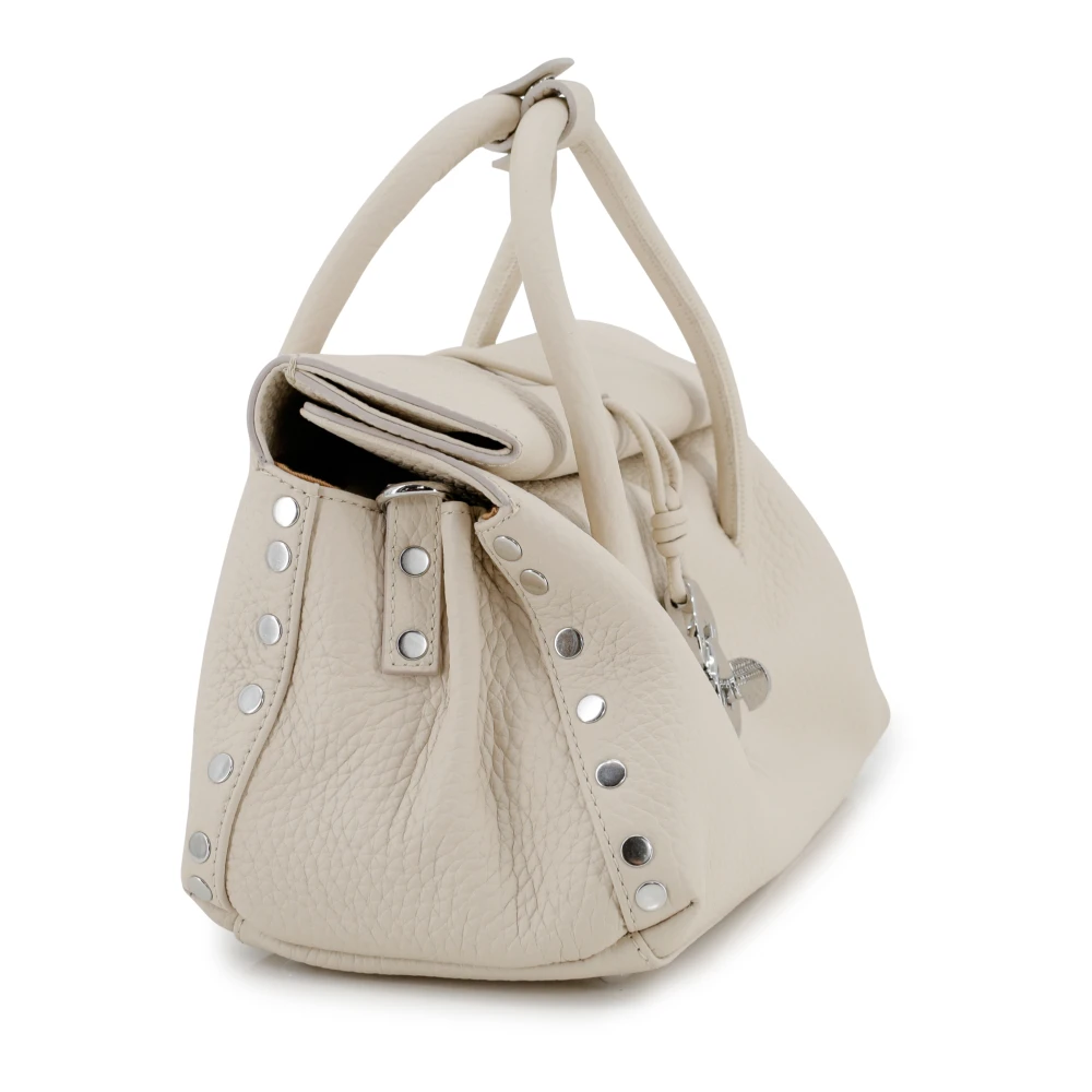 Zanellato Witte Handtas met Geribbelde Textuur en Studs White Dames