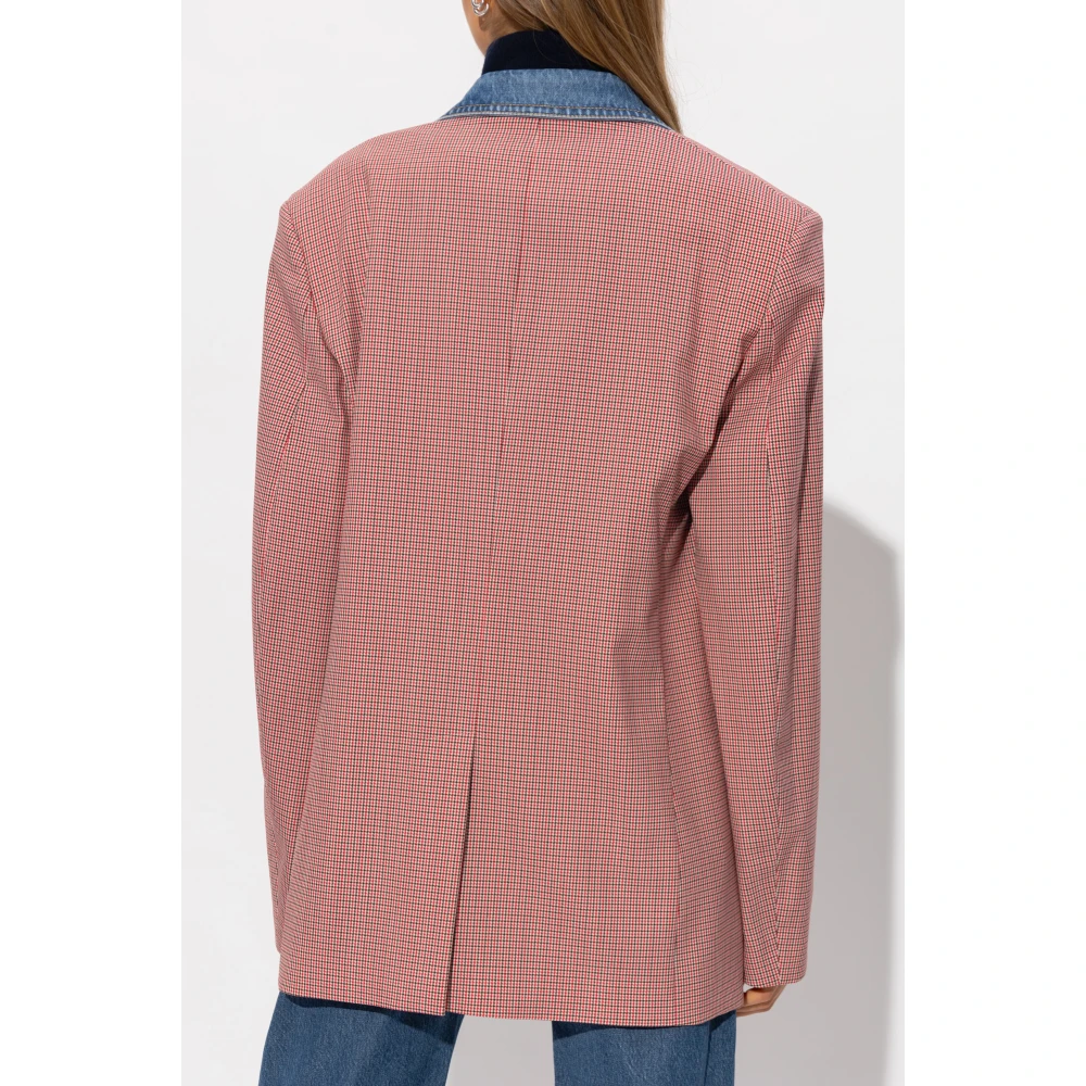 ETRO Single-breasted houndstooth blazer Red Dames