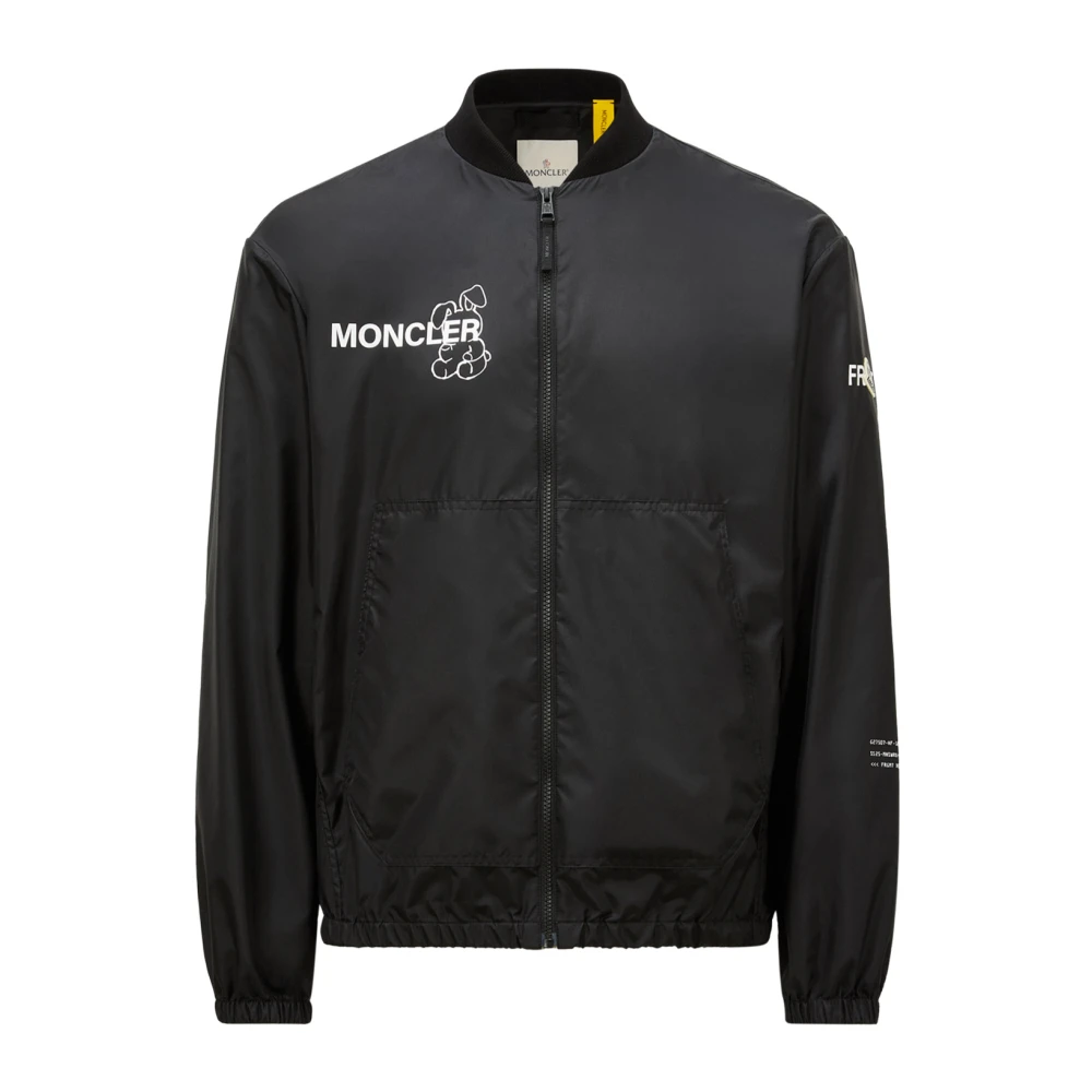 Moncler Black Genius Jackets With Ribbed Knit Zip Closure - Male - Bomber Jackets - L - Jackets