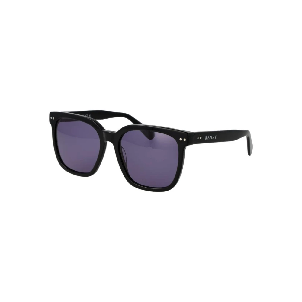 Replay Unisex Black Plastic Sunglasses With Uv Protection