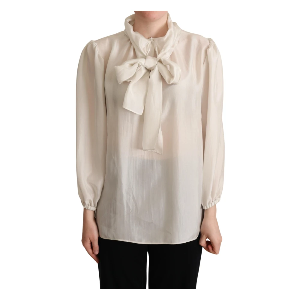 Dolce & Gabbana Women's Light/Gray Elegant Silk Ascot Blouse