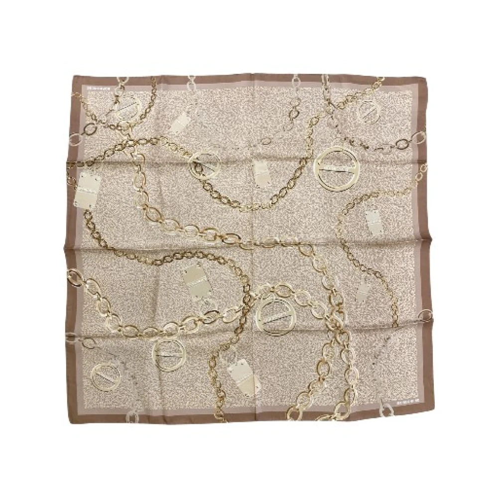 Borbonese Women's Brown Silk Scarves, One Size, Foulard Catene