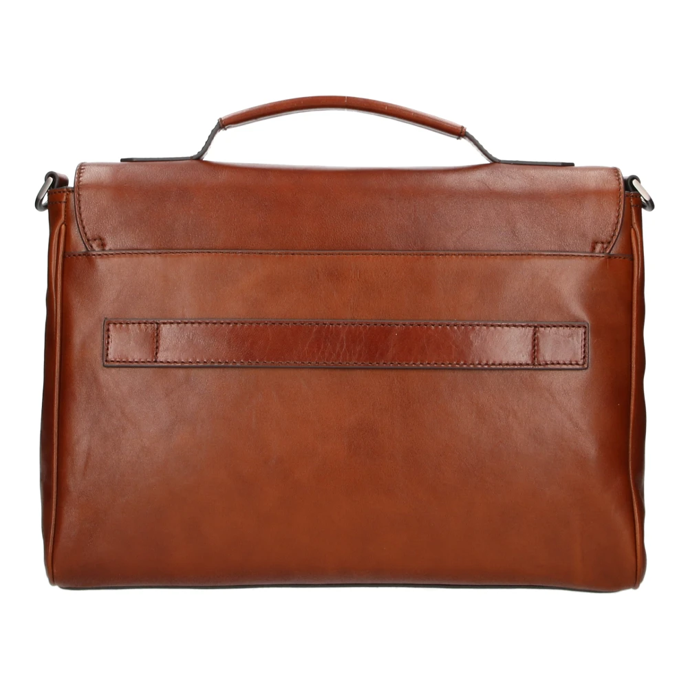 The Bridge Bruin leren zakelijke aktetas met laptopvak Brown Heren