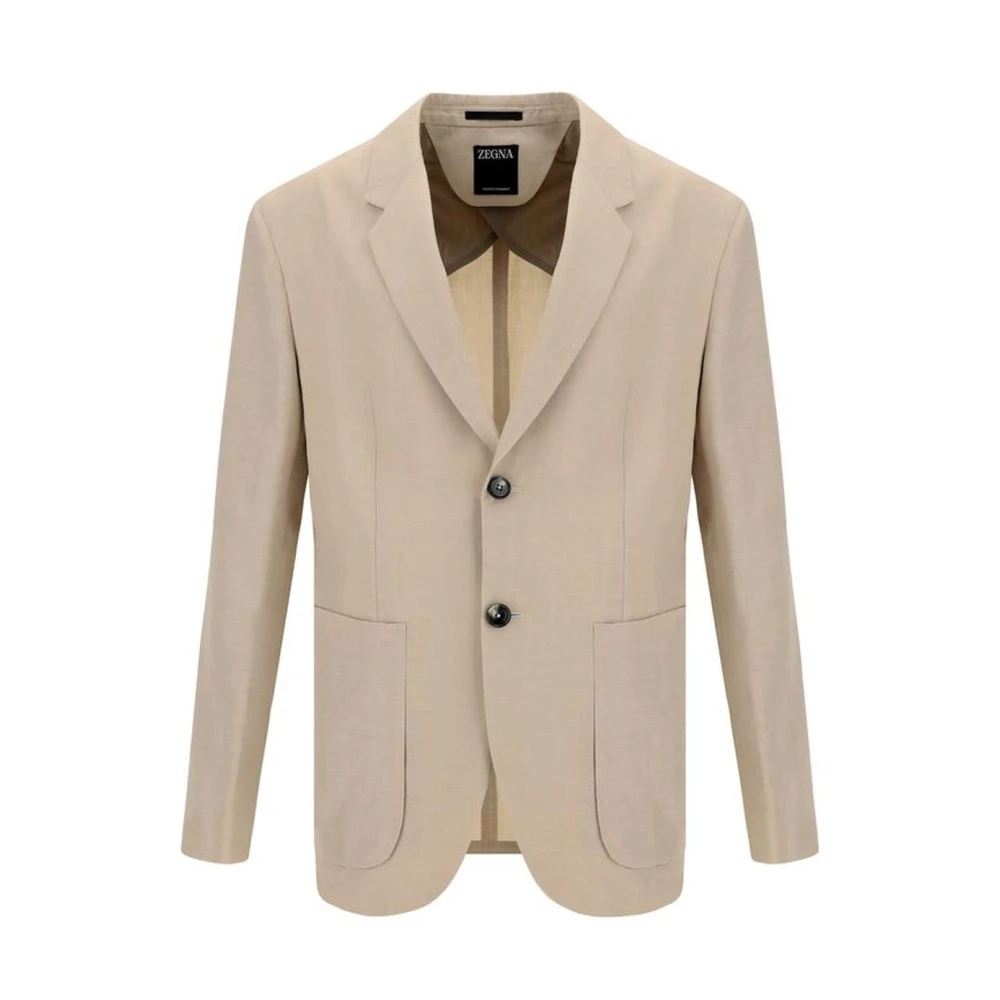 Ermenegildo Zegna Klassieke wollen blazerjas met revers Beige Heren