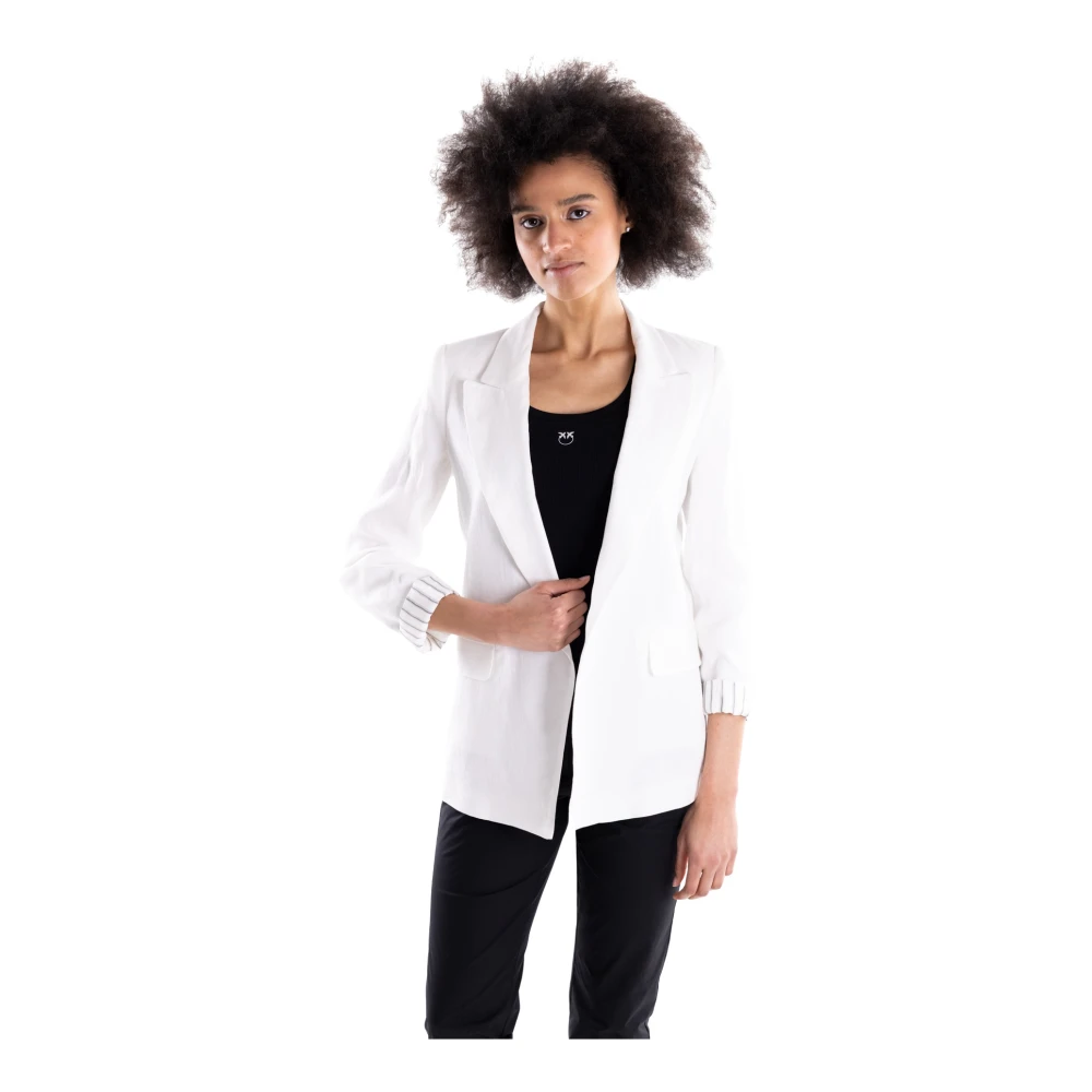 Marella Vrouw Wit Jassen Dames, Xs, Leer, Pure Linen Blazer