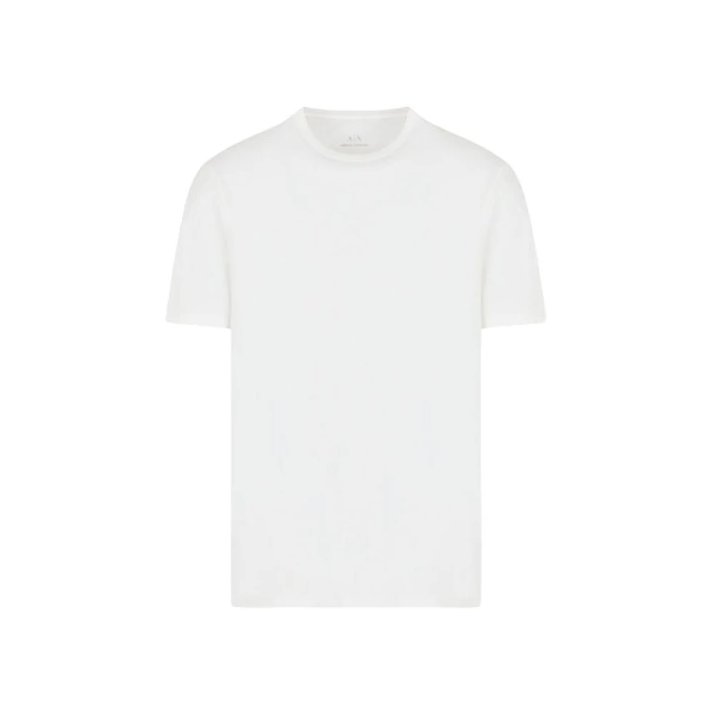 Armani Exchange Wit Logo Katoenen T-shirt Korte Mouw White Heren