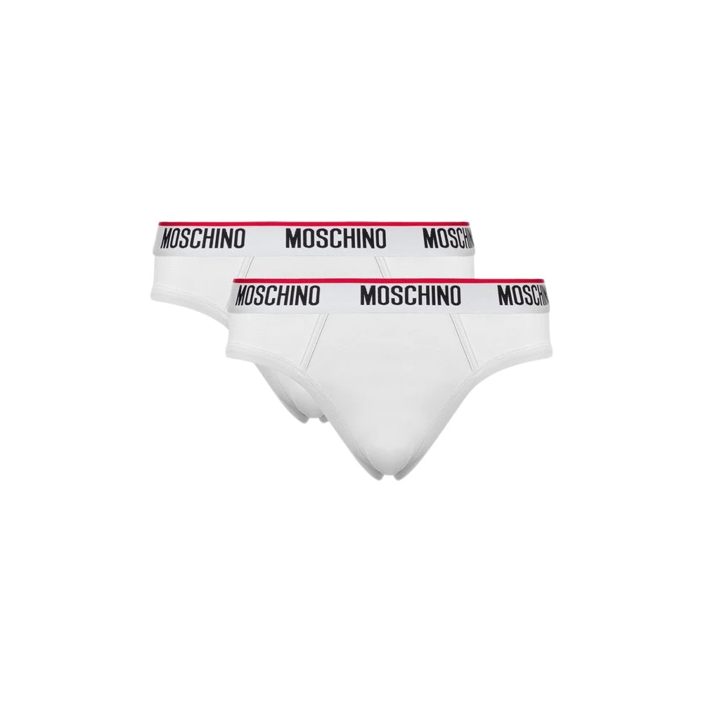 Moschino Homme Blanc Sous-Vêtements, Taille: 2XL Ensemble De 2 Slips Stretch À Bande Logo