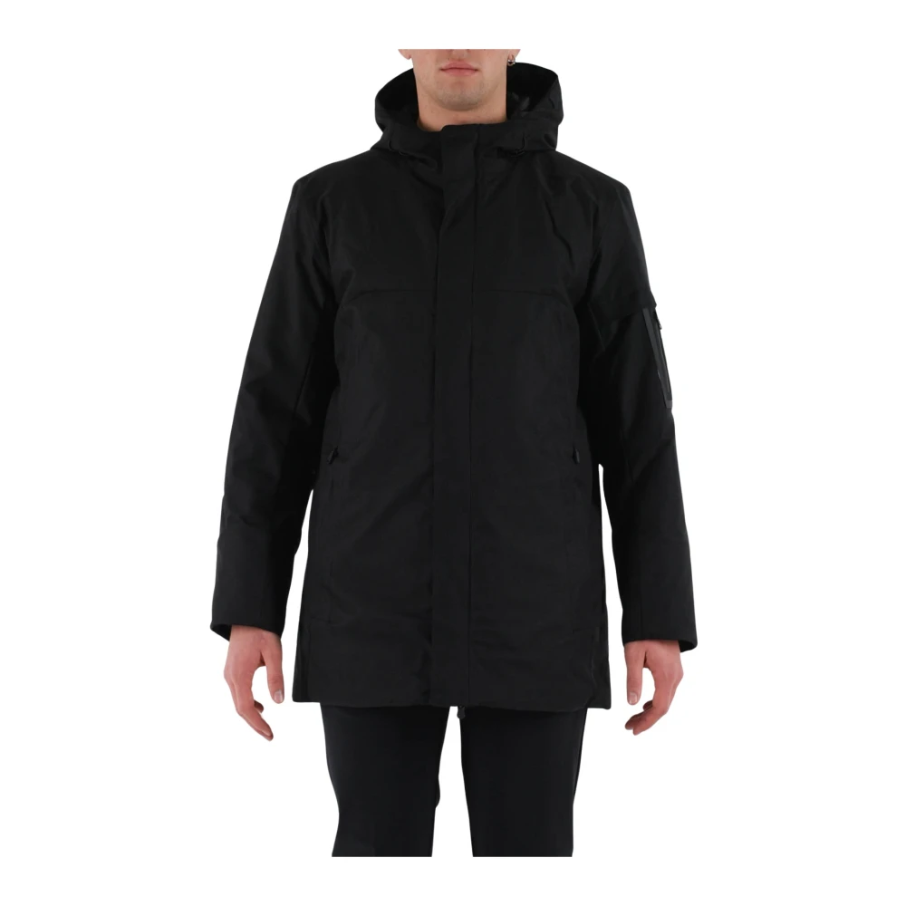 Hugo Boss Waterafstotende Parka met capuchon en zakken Black Heren