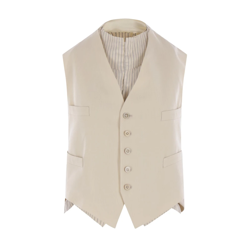 Maison Margiela Beige Wollen Twill Jas V-Hals Beige Dames