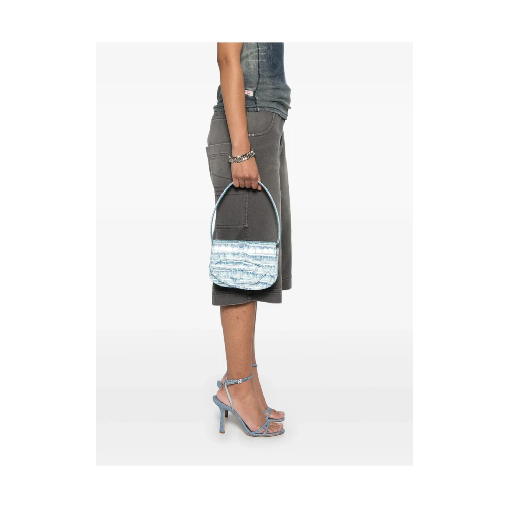 Diesel Lichtblauwe Foldover Top Tas Blue Dames