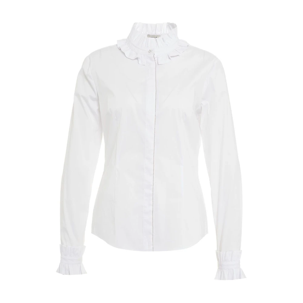 Himon's Blouse met ruchedetails en strassknopen White Dames