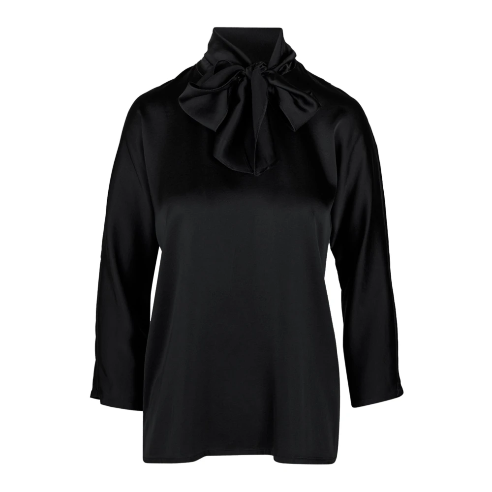 Jucca Satijnen blouse met hoge hals Black Dames