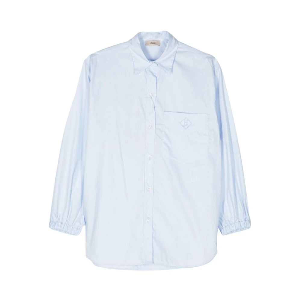 Herno Lichtblauwe Katoenen Poplin Blouse Blue Dames