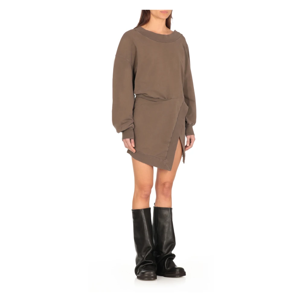 The Attico Bruine Katoenen Asymmetrische Hals Jurk Brown Dames