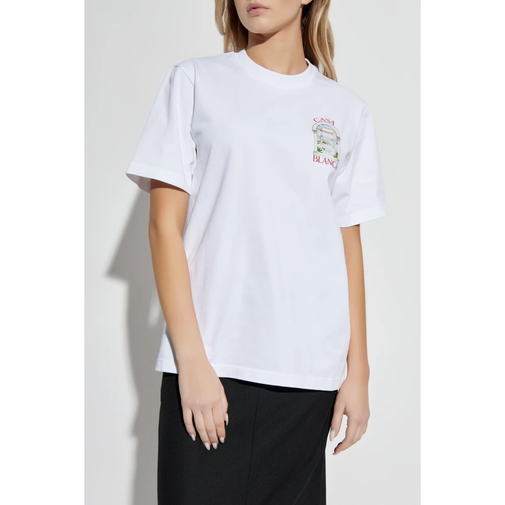 Casablanca Bedrukt T-shirt White Dames