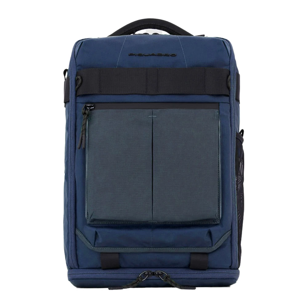 Piquadro Blauwe Stoffen Rugzak Gerecycled Polyester Blue Heren