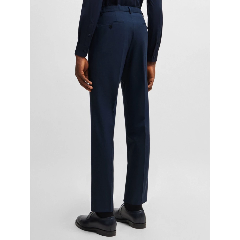 Hugo Boss Blauw Wolmix Slim Fit Pak Blue Heren