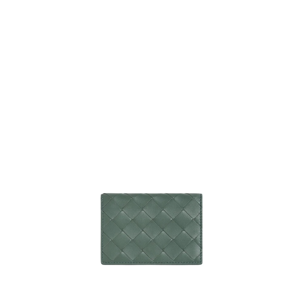 Bottega Veneta Groene portemonnee van lamsskin met drukknoopsluiting Green Dames
