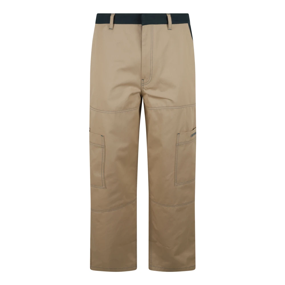 Off White Cargo Straight Broek Beige Heren