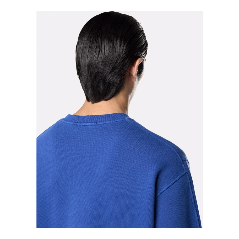 Stone Island Blauwe Ribtrui met Badge Blue Heren