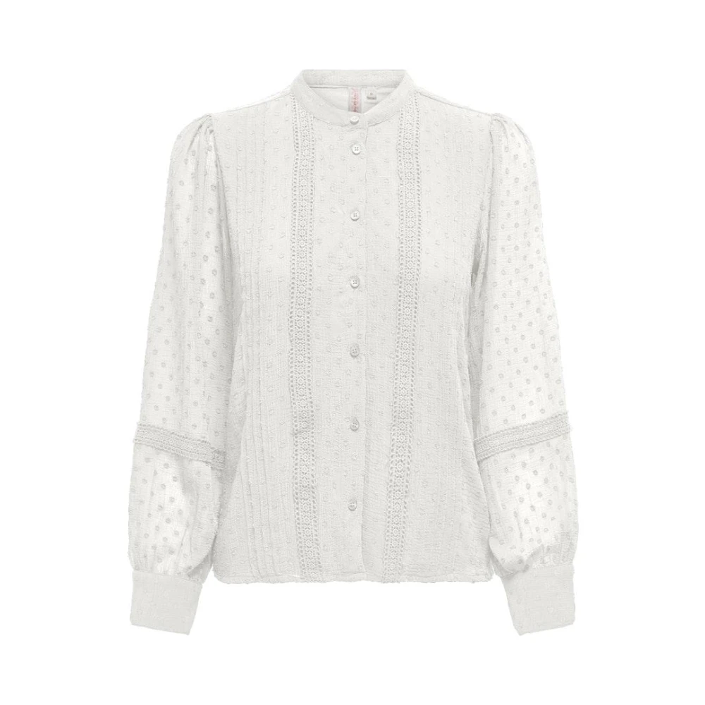 Only Dobby Button Top Cloud Dancer White Dames