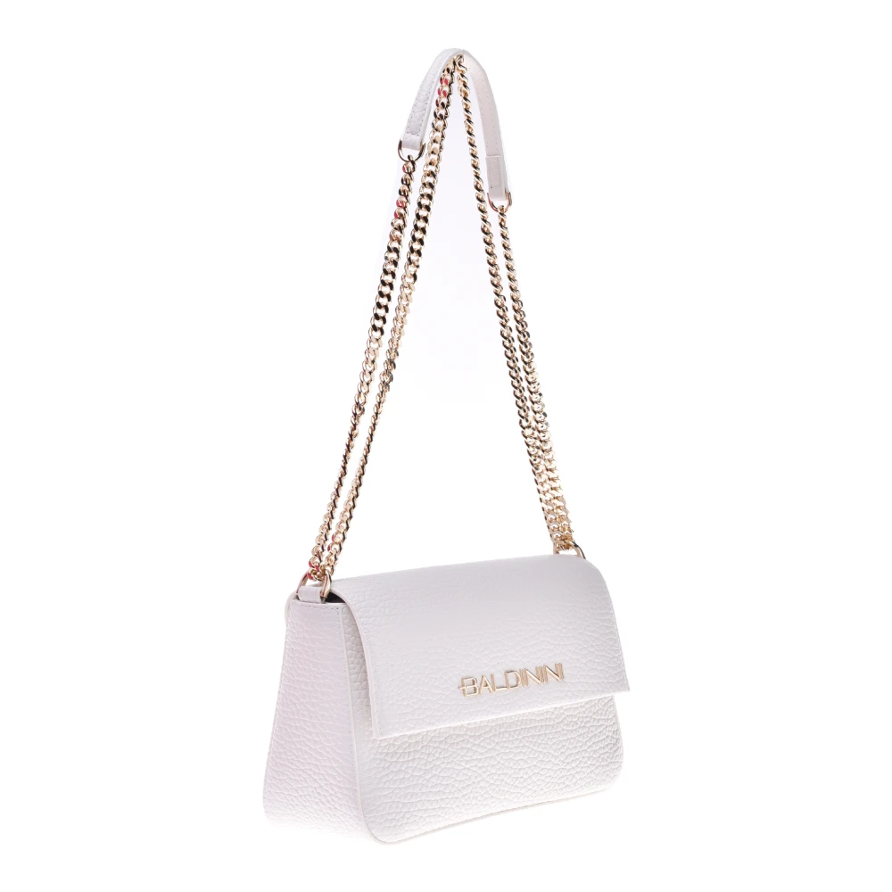 Baldinini Shoulder bag in white tumbled leather White Dames
