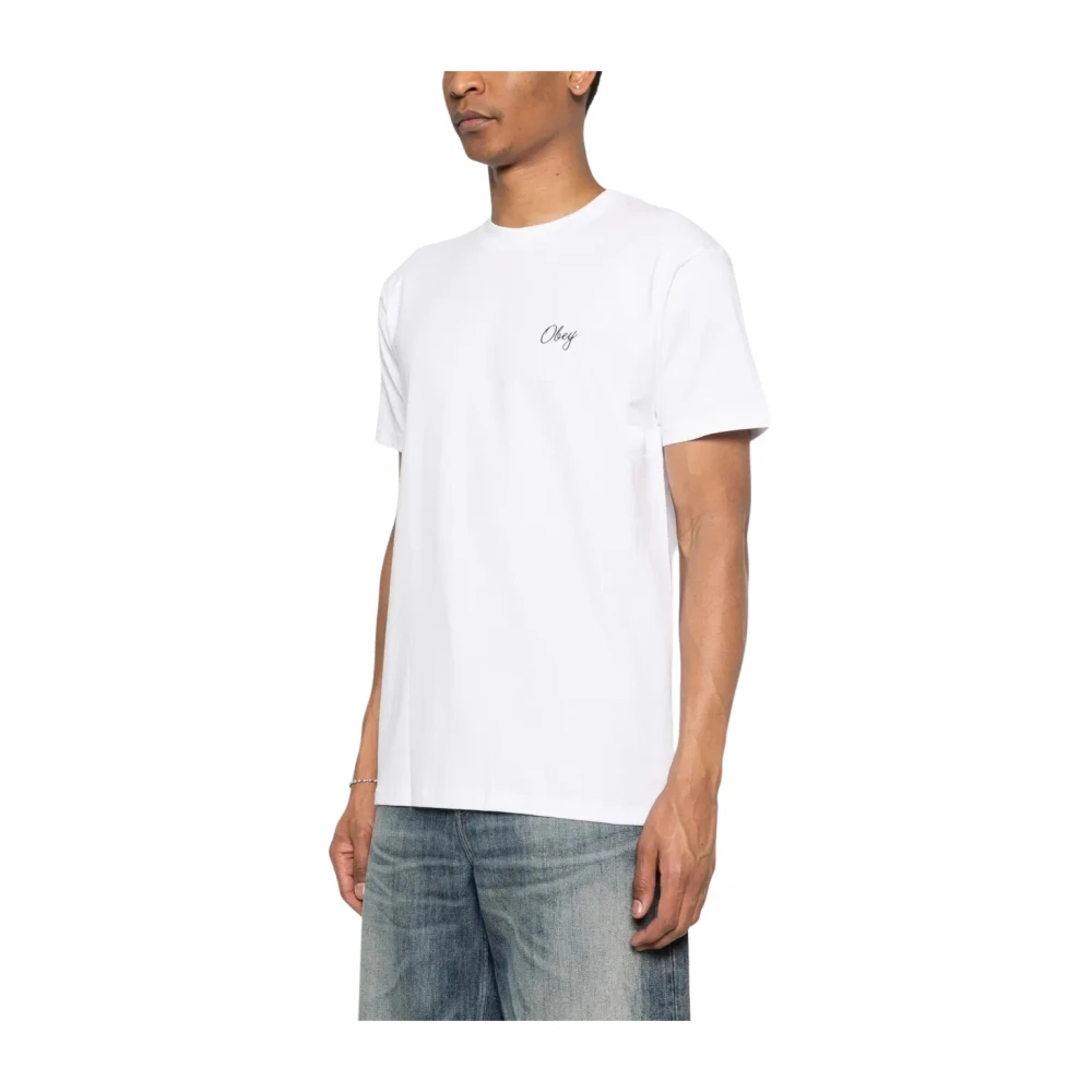 Obey Men's White T-Shirts, S, Paper Rose Classic T-Shirt