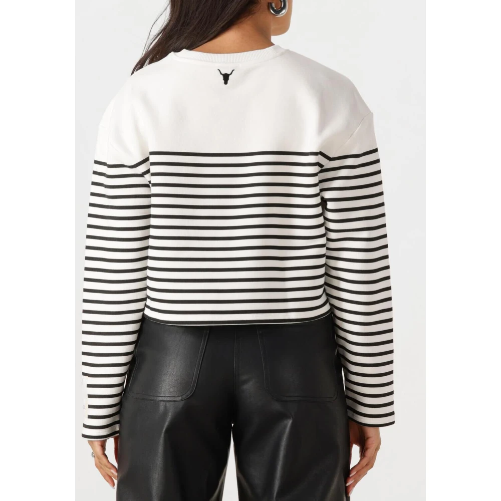 Alix The Label Gestreepte Gebreide Trui White Dames